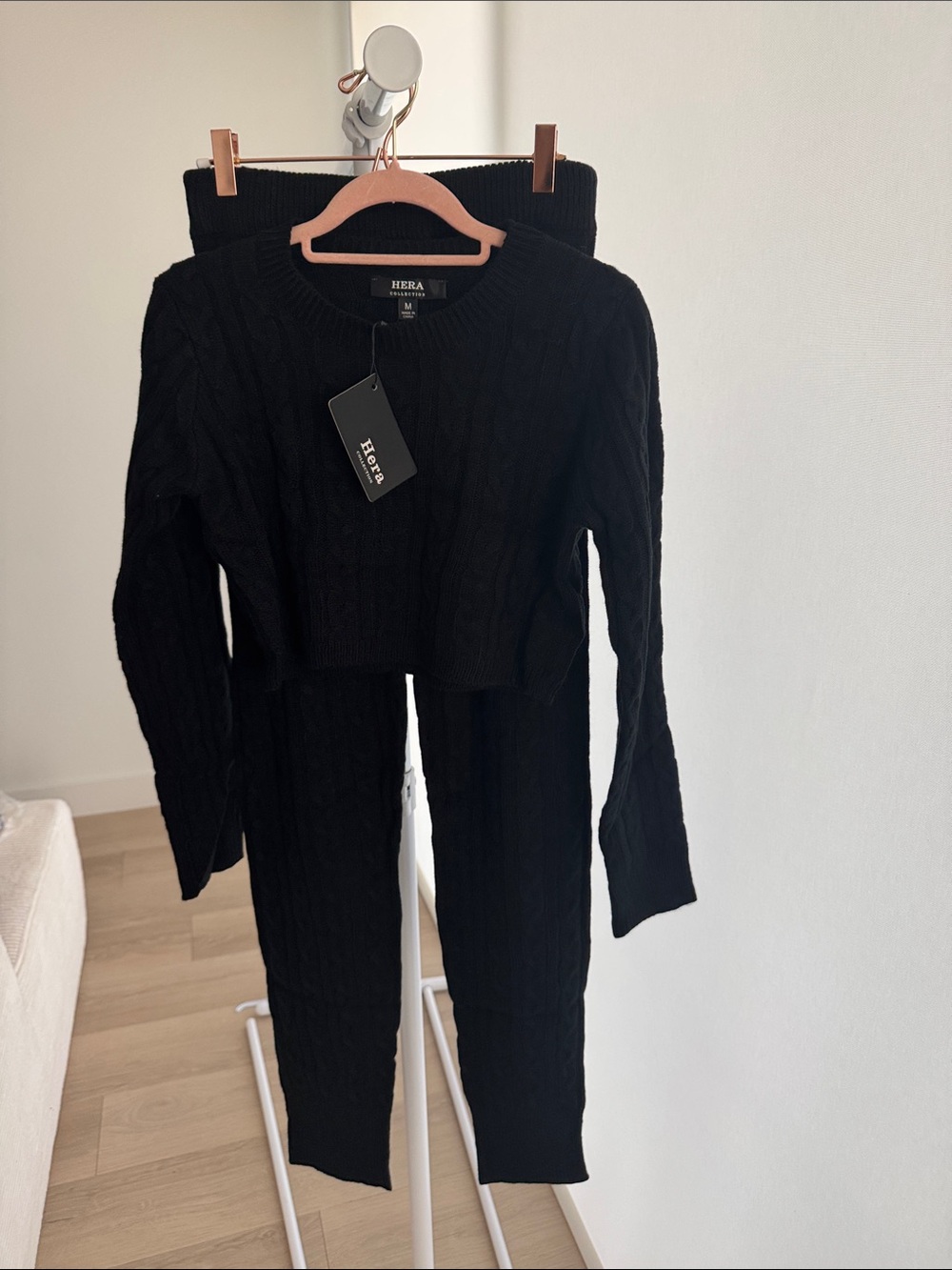 HERA Black Cable Knit Sweater Set